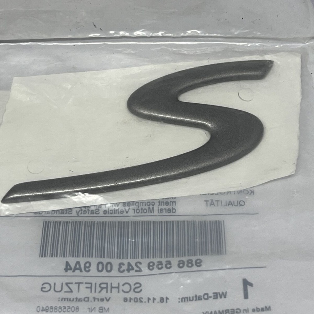 New Genuine PORSCHE Rear Engine Lid "S" Logo Titanium Metallic 986559243009A4